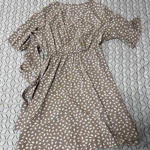 Dalmatian Print Tan Dress